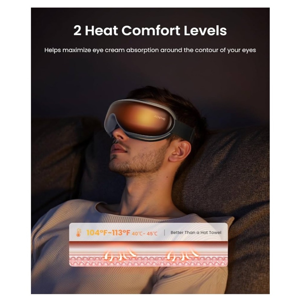Renpho Black Eye Massager for Migraines with Remote - Picture 2 of 11